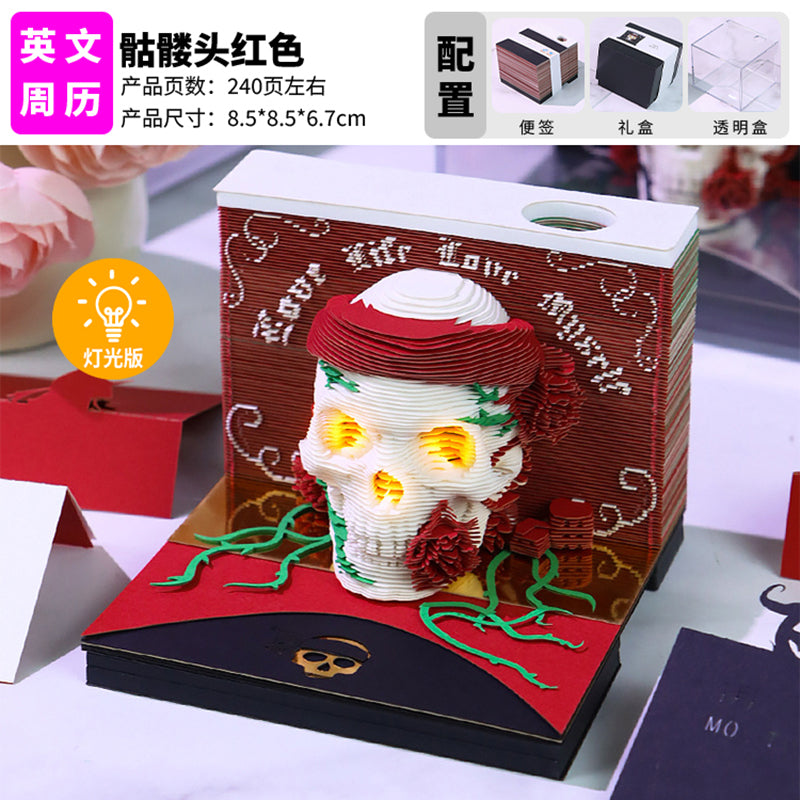 Skull Gothic Art 3D Memo Pad - Weekly Planner 2026