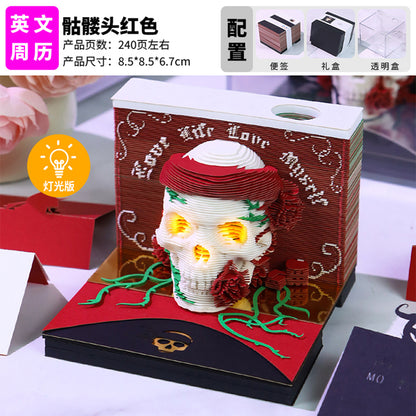 Skull Gothic Art 3D Memo Pad - Weekly Planner 2026