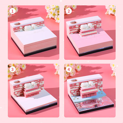 Sweet Cat House 3d Memo Pad