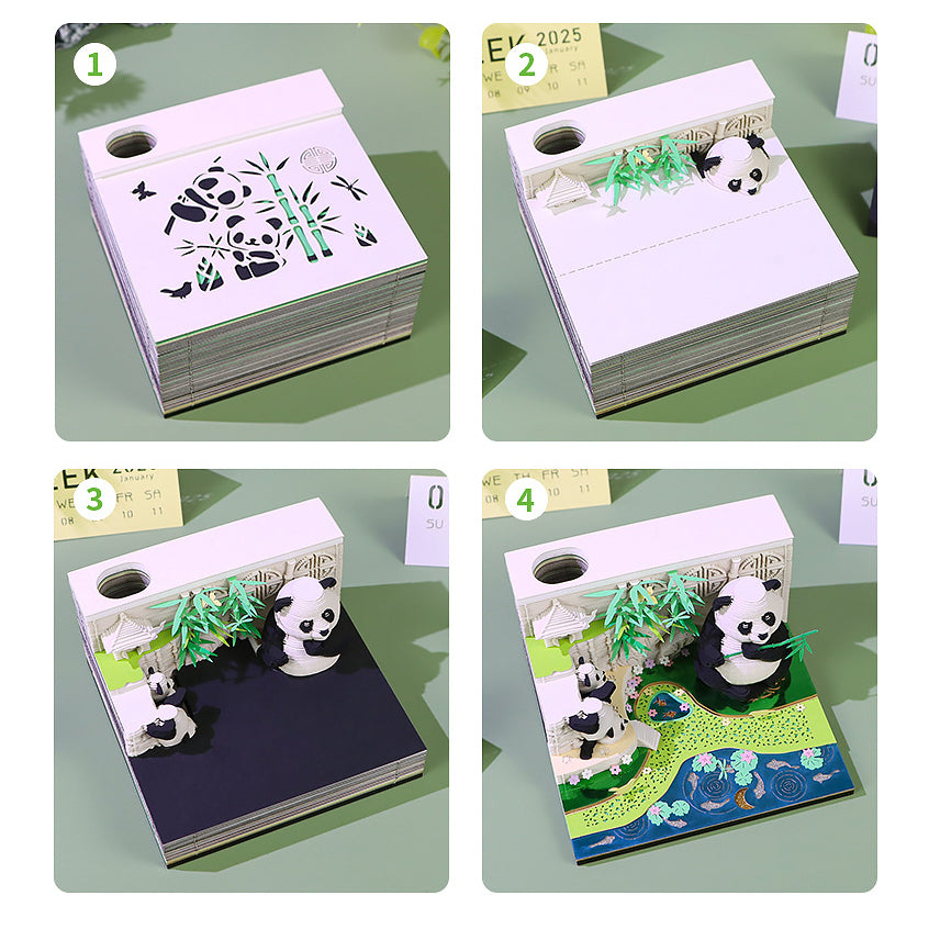 Panda Bamboo Garden 3d Memo Pad - Weekly Planner 2026