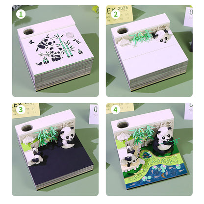 Panda Bamboo Garden 3d Memo Pad - Weekly Planner 2026