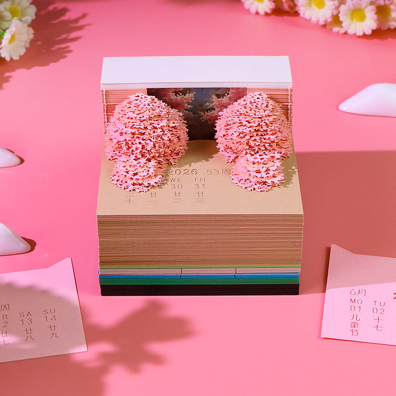 Peach Blossom Forest 3d Memo Pad - Weekly Planner 2026