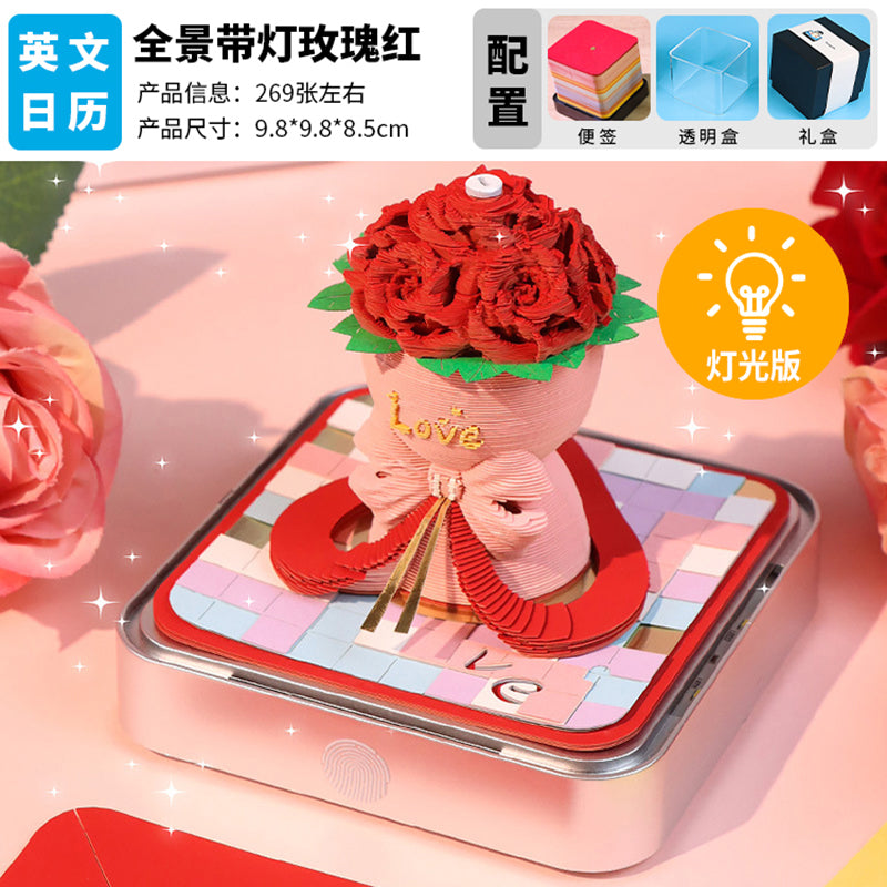 Rose Bouquet 3d Memo Pad - Daily Calendar 2026