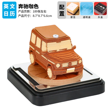 Luxury Car 3d Memo Pad - Daily Calendar 2026