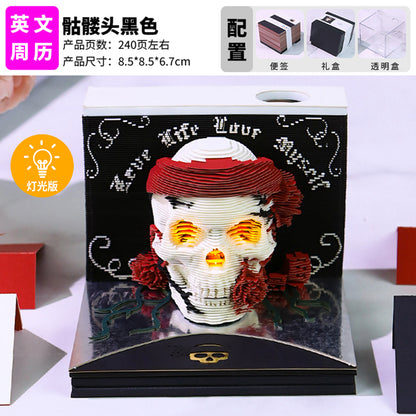Skull Gothic Art 3D Memo Pad - Weekly Planner 2026