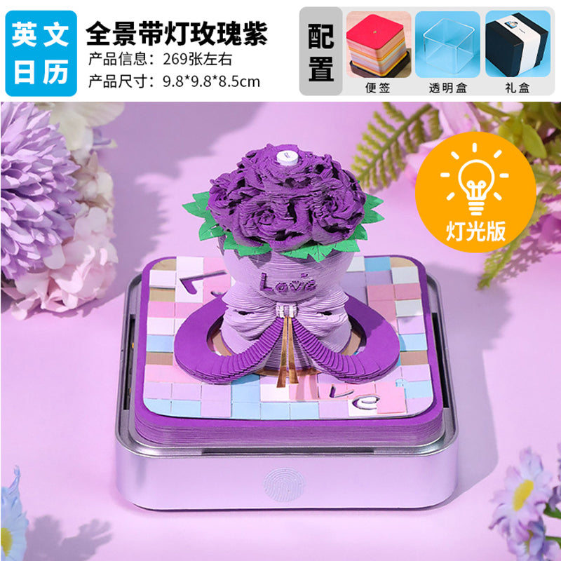 Rose Bouquet 3d Memo Pad - Daily Calendar 2026