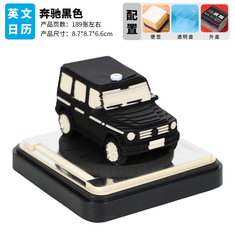Luxury Car 3d Memo Pad - Daily Calendar 2026