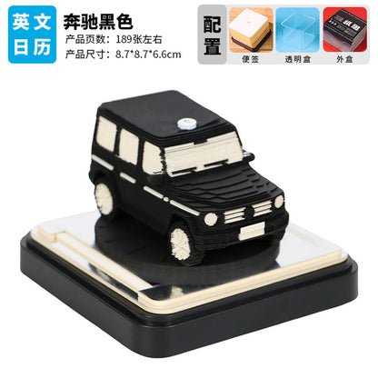 Luxury Car 3d Memo Pad - Daily Calendar 2026