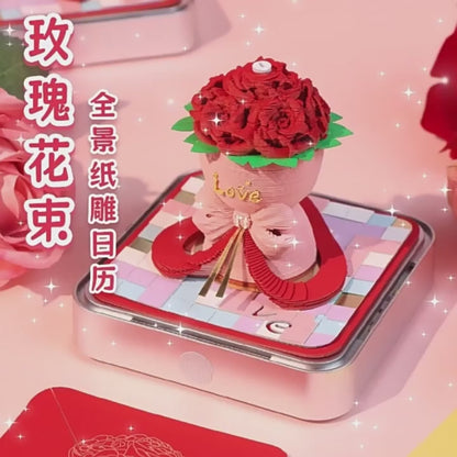 Rose Bouquet 3d Memo Pad - Daily Calendar 2026