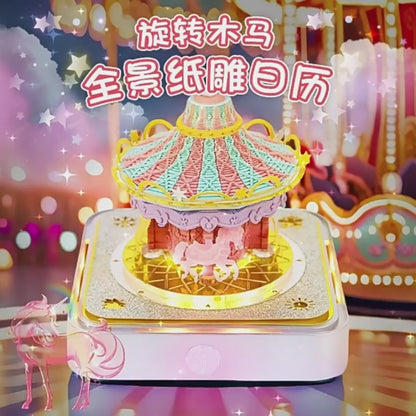 Carousel 3D Memo Pad - Daily Calendar 2026