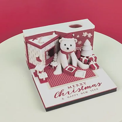 Christmas Polar Bear 3d Memo Pad - Weekly Planner 2026