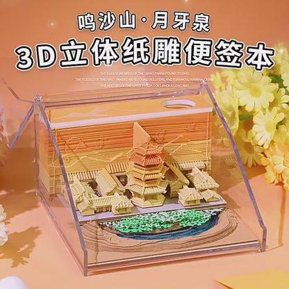 Crescent Lake Mingsha Mountain 3D Memo Pad - Weekly Planner 2026