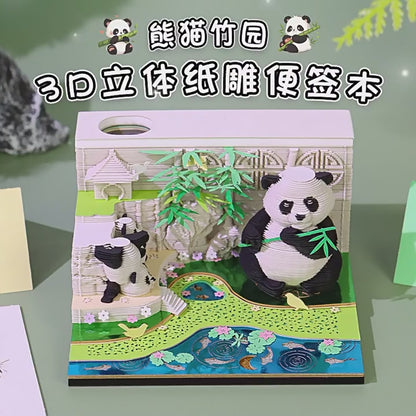 Panda Bamboo Garden 3d Memo Pad - Weekly Planner 2026